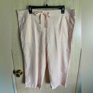 Per Se by Carlisle Linen Blend Cropped Drawstring Light Pink Pants Sz 1X